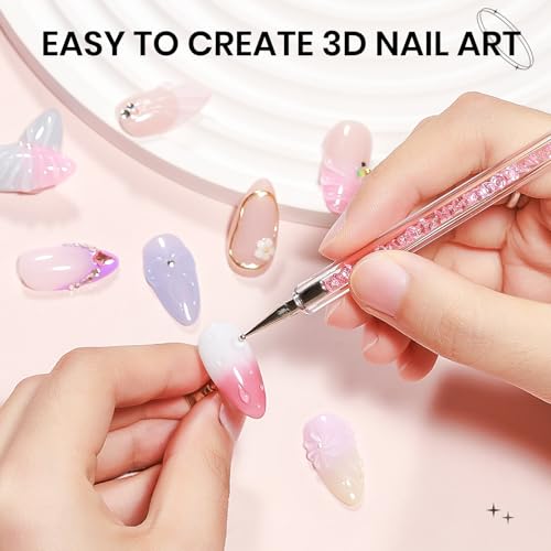 3D Gel Nail Art with No Wipe Chrome Powder Sculpting Painting Gel - color: Water Clear