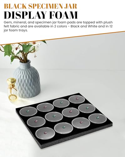 Novel Box 12 Large Gem Jars with Black Foam Gemstone Tray 7.8X7.8X0.75 - color: Black Foam Liner with 12 Gem Jars