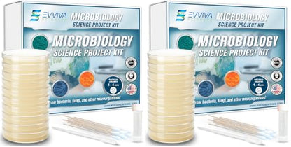 Evviva Sciences Microbiology Science Project Kit, Pre-Poured Agar Plates for Students, Agar Petri Dishes to Learn Microbiology, with Educational Experiment eBook (Pack of 2) - size: Medium (6 X 4 X 4in) (Pack of 2)