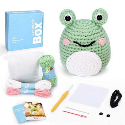 CrochetBox Frog Crochet Kit for Beginners, Easy Craft for Adults - color: Frog