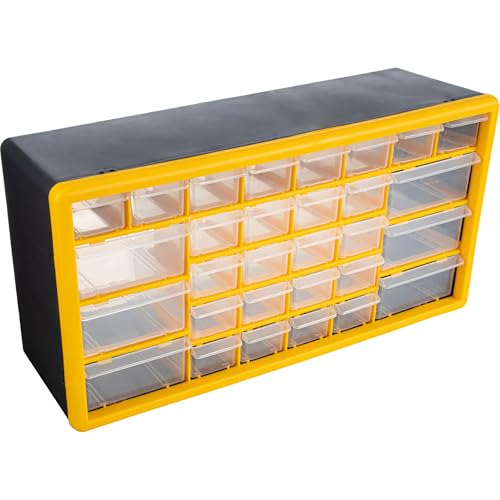 Stalwart 30-Drawer Plastic Small Parts Organizer, Yellow