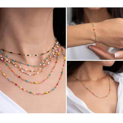 16.5FT Stainless Steel Enamel Chain 2MM Gold Lip Chain for Jewelry Making - color: gold(colorful)