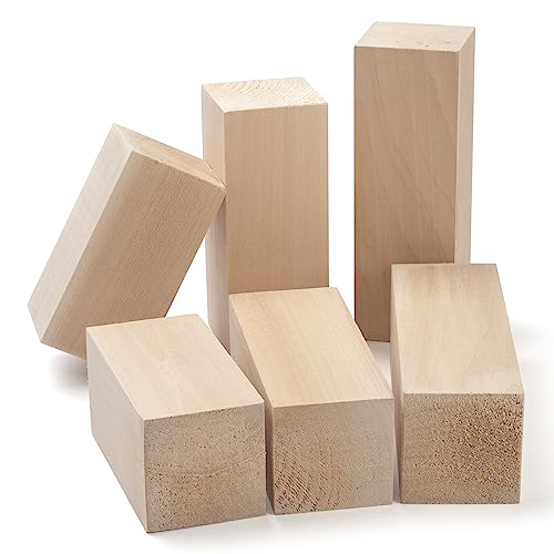 Basswood Carving Blocks, Whittling Wood Kit with 3 Sizes, Soft Bass Wood for Wooden Crafting - Beginner to Expert - size: 2Pcs 2”x2”x4” 5” 6”