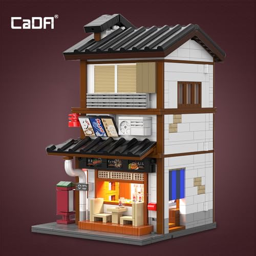 CaDA Master C66019W Japanese Style Yakitori Izakaya House Building Set,City Street Brick Kit with Lights, 1195PCS Modular House Idea Collect Gift for Adults - color: C66019w