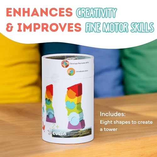 CUBIKA Flexible Tower Wooden Toy– Montessori Puzzle for Toddlers Ages 3+– Size and Shape Sorting Kids Stacking Toy– FSC-Certified Wood, German Water-Based Paints, Travel-Friendly - style: Flexible Tower