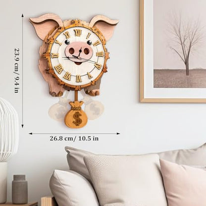 3D Wooden Puzzle for Adults - Lucky Piggy Clock - color: Lucky Piggy