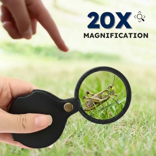 20X Pocket Magnifier, Portable Pocket Magnifying Glass, Rotating Folding HD Mini for Reading Student Pocket Magnifier