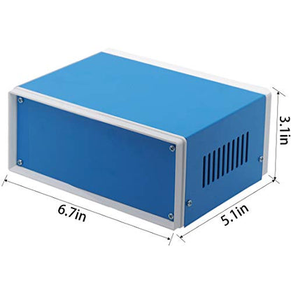 Zulkit Electronic Enclosures Blue Metal Enclosure Project Case DIY Box Junction Case Enclosure Preventive Case 6.7 x 4.3 x 3.1 inch(170 x130x80mm) - size: 6.7" x 4.3" x 3.1"
