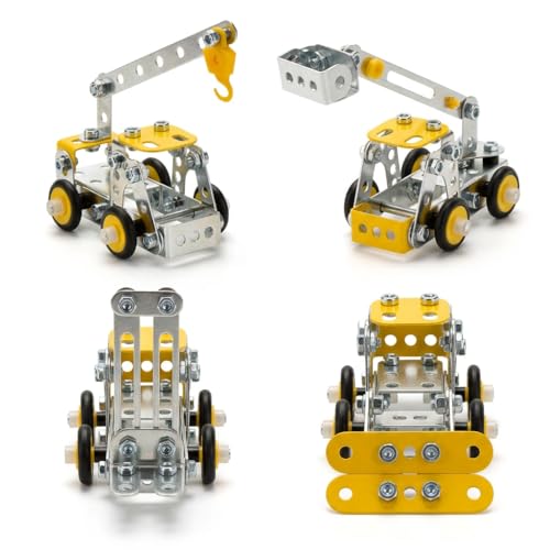 Erector Set for Boys Age 8-12,4 Mini Metal Model Set for Kids,330 PCS STEM Construction Toys,Engineering Building Set with Crane,Forklift,Bulldozer,Fire Truck-DIY STEM Educational Gift for Boys&Teens