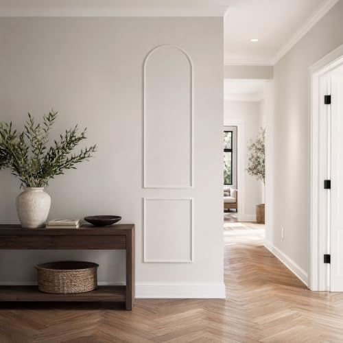 3 Set Arch Peel and Stick Wall Molding Kit, Premade Wainscoting Panels - color: white 64''x24''