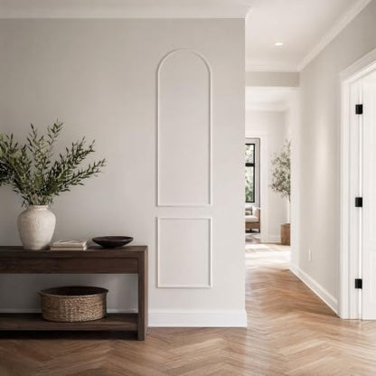 3 Set Arch Peel and Stick Wall Molding Kit, Premade Wainscoting Panels - color: white 64''x24''