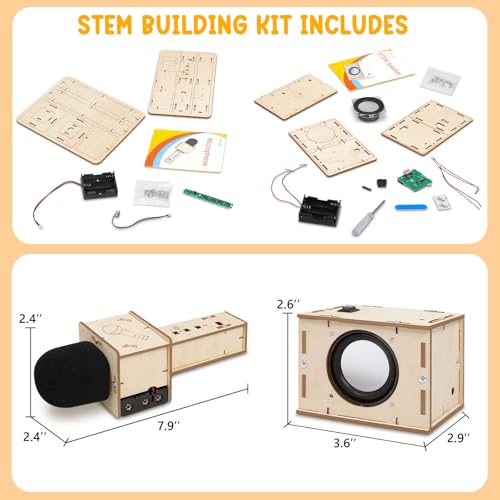 Stem Projects Karaoke Machine Toys for Boys Age 8-12 12-14 Science Kit Building Own Bluetooth Speaker & Microphone DIY Electronics Kit for Kids Kid 9-12 Boy Toys Birthday Gift 8 9 10 11 13 Teen Girl