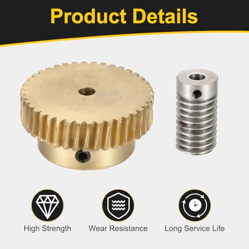 uxcell Worm Gear Set 40T 0.8 Module 1:40 Reduction Rate, Right Rotation Drive Gear Box Wheel Reduce Transmission Part (Brass Gear-4mm Bore, 1045 Steel Rod 6mm Bore) - size: Gear-4mm, Rod-6mm Bore, style: 0.8M-40T