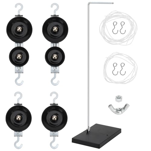 Pulley System Kit for Classroom Physics Experiments, Metal Pulley Block with Holder and Rope, Mechanical Advantage Teaching Tool, Durable Lab Equipment for Science Projects & Mechanics Education