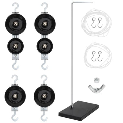 Pulley System Kit for Classroom Physics Experiments, Metal Pulley Block with Holder and Rope, Mechanical Advantage Teaching Tool, Durable Lab Equipment for Science Projects & Mechanics Education