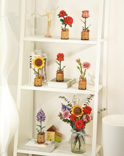 rowood 3D Wooden Puzzles for Adults, Mother's Day DIY Artifical Flower Craft Kit,Botanical Collection Home Decor, Valentine's Day/Thanksgiving Day/Christmas/Birthday Gift -Sunflower - style: Sunflower