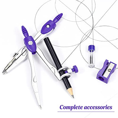 Unjoo Math Geometry Set 10 Pcs, Compass and Protractor for Students(Purple - color: Purple1