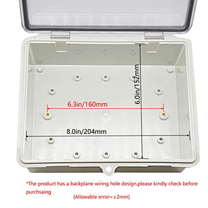 Zulkit 2pcs Junction Box ABS Plastic Dustproof Waterproof IP65 Electrical Boxes Hinged Shell Outdoor Universal Project Enclosure Clear Cover with 2 Cable Glands 8.7 x 6.7 x 4.3 inch (220x170x110 mm) - size: 8.7" x 6.7" x 4.3"(2pcs)
