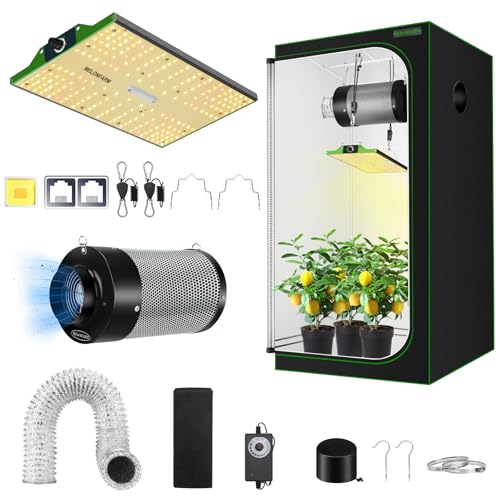 Grow Tent Complete Setup 2x2, 70W Full Spectrum LED Grow Light & 24"x24"x48" Grow Tent Bundle, 4" Efficient Airflow Ventilation System with Soundproof Duct Connector - size: 24"x24"x48" + 70W
