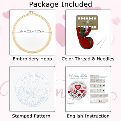 Nuberlic Valentine Embroidery Kit for Beginners Adults - color: LOVE