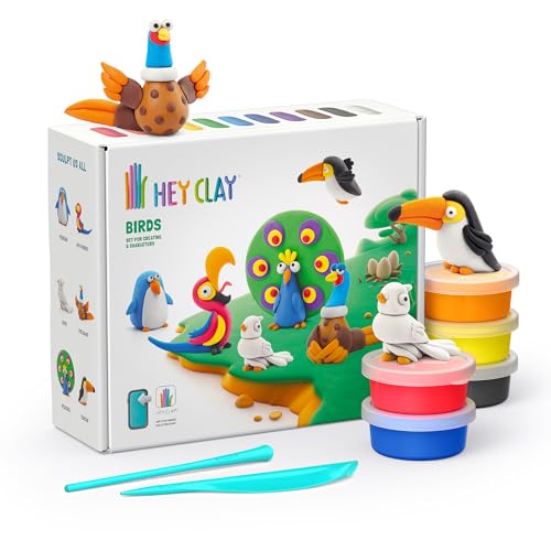 HEY CLAY Birds Air Dry Clay for Kids 15 cans Craft Аges 4-8 - color: Birds