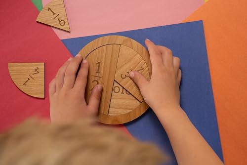 Fraction Tiles - Laser Engraved Alder Wood - Includes 5 inch Tile Holder and Fraction Tiles (23 Tiles) - style: 23 Tiles
