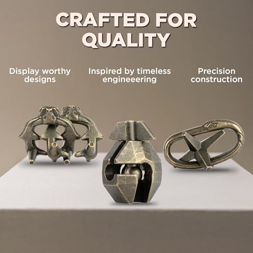 True Genius: Viking Forge - 3 Cast Metal Brainteaser Puzzles, Disentanglement Puzzle, Difficulty Level 3-5, Project Genius, Ages 8+