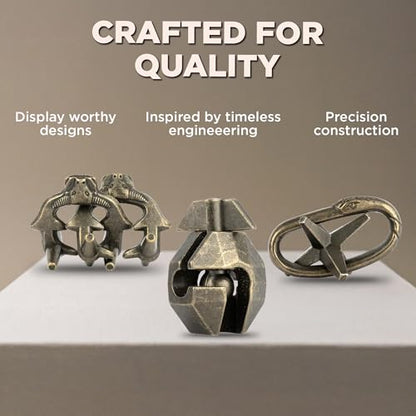 True Genius: Viking Forge - 3 Cast Metal Brainteaser Puzzles, Disentanglement Puzzle, Difficulty Level 3-5, Project Genius, Ages 8+