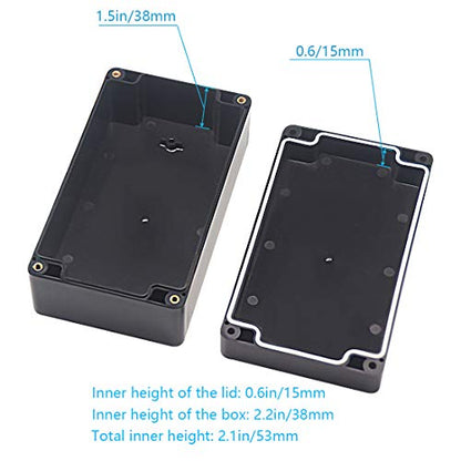 Junction Box, Zulkit Project Box IP65 Waterproof Outdoor Box ABS Plastic Electrical Boxes Electronic Enclosure Black 6.22 x 3.54 x 2.36 inch (158 x 90 x 60mm) - size: 6.22'' x 3.54'' x 2.36''(Pack of 1)