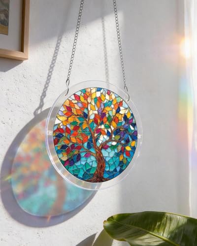 Acrylic Jigsaw Puzzle Suncatcher - Tree of Radiant Glass - color: Tree of Radiant Glass, size: L-8.9in*8.9in