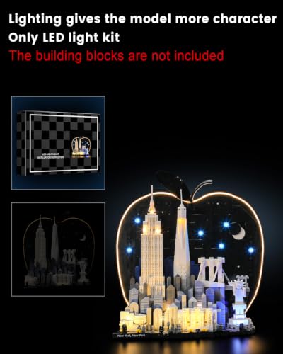 LED Lighting Set Compatible with Lego 21066 New York City – The Big Apple Set, DIY Light Up Kit for 21066 Building Blocks Model (Building Sets Not Included) - style: 21066 New York City – The Big Apple Set