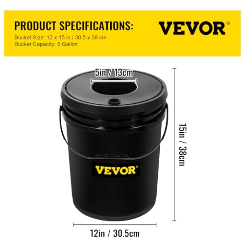 VEVOR 5 Buckets DWC Hydroponic System, 5 Gallon, Deep Culture, Plants Grow Kit with Pump, Air Stone and Water Level Device, for Indoor/Outdoor Leafy Vegetables, Black - style: 5 Buckets