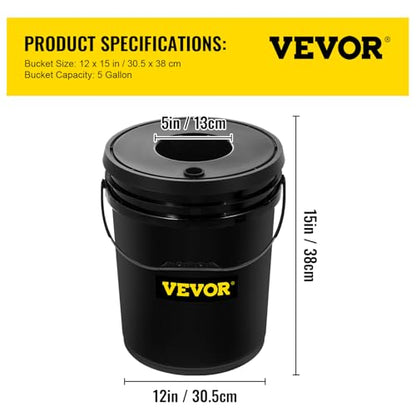 VEVOR 5 Buckets DWC Hydroponic System, 5 Gallon, Deep Culture, Plants Grow Kit with Pump, Air Stone and Water Level Device, for Indoor/Outdoor Leafy Vegetables, Black - style: 5 Buckets