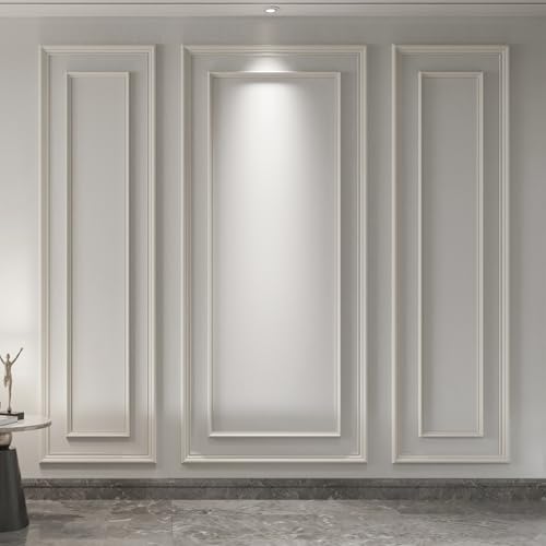 Art3d Premade Bilinear Frame Molding Set, Wainscoting Panels, 3 Whole Frame - color: Whole Bilinear Frame White