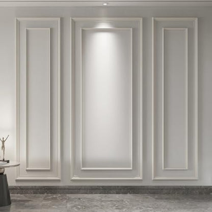 Art3d Premade Bilinear Frame Molding Set, Wainscoting Panels, 3 Whole Frame - color: Whole Bilinear Frame White