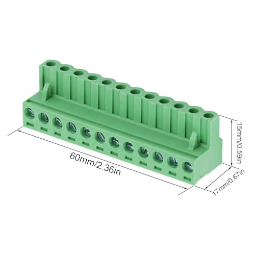 5Pcs 12 Pin 5.08mm PCB Screw Terminal Block, Pluggable Connector - size: 10pcs 12P 5.08mm
