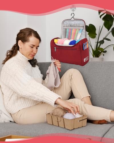 Aeelike Crochet Kit for Beginners Adults Kids, Complete Crochet Set, Winred - color: Wine Red