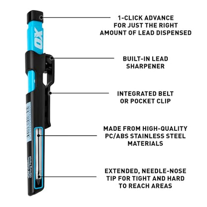 OX 2.8mm Mechanical Carpenter Pencils with 4 Leads & Sharpener - style: OX Carpenter Pencil + 4 Leads