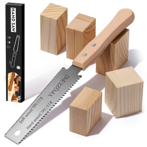 Japanese Pull Saw 6 Inch, SK5 Double Edge 14/17 TPI Saw for Woodworking