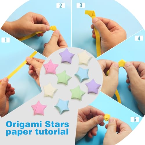 FoDau770 Solid Color Star Paper Strips - 1080 Sheet, Macaron Colour - color: Solid Macaron Colour