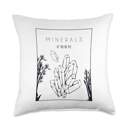 Best Rocks And Minerals Kit Guide Collection Gifts Chinese Hanzi Geologist Mineral Collector Throw Pillow, 18x18, Multicolor - size: 18x18