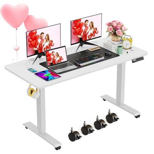 farexon 55x24 Inch Electric Standing Desk with Mouse Pad, White - color: White, size: 55 x 24''