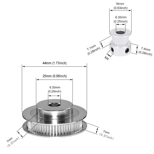 2PCS Set GT2 Synchronous Wheel 20&60 Teeth 6.35mm Bore Aluminum Timing Pulleys with 2PCS Length 200mm Width 6mm Belt (20-60T-6.35B-6) - style: 20-60T-6.35B-6