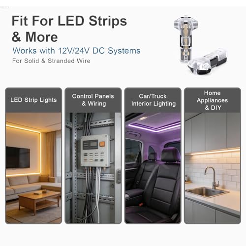 20Pcs T-Tap 1Pin Quick Wire Splice Connectors LED Strip 20-22AWG T1 - style: 3 Way 1 Pin