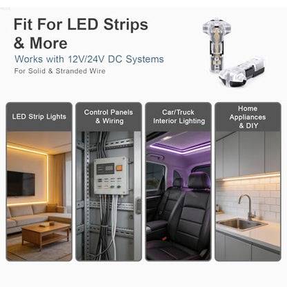 20Pcs T-Tap 1Pin Quick Wire Splice Connectors LED Strip 20-22AWG T1 - style: 3 Way 1 Pin