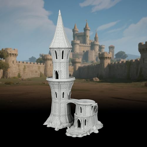 AUSPDICE DND Terrain RPG TTRPG Buildings 25mm Unpainted Gothic Wizard Tower - color: Af1104 K City Building 5