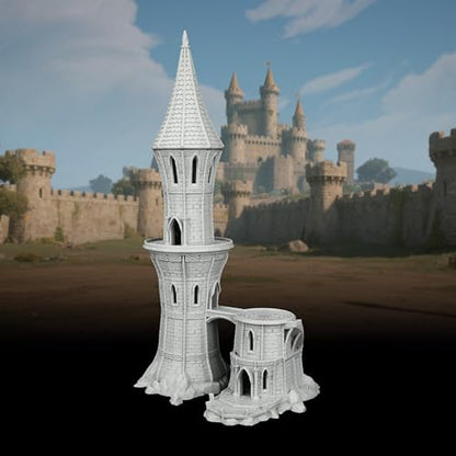 AUSPDICE DND Terrain RPG TTRPG Buildings 25mm Unpainted Gothic Wizard Tower - color: Af1104 K City Building 5