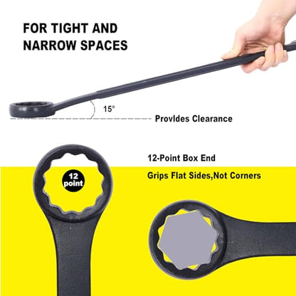 SAE Jumbo Combination Wrench Set, Extra Large 10 Piece 1-5/16'' to 2'' Open-End Wrench Set for Large Vehicles, Black Oxide Finish - color: Sae - 10 Piece