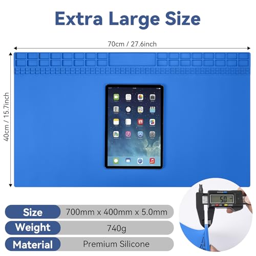 Kaisi Extra Large Soldering Mat, 932°F Heat Resistant Silicone Solder Mat - color: Blue, size: 27.6'' x 15.7''