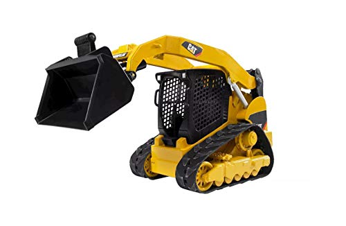 Bruder 02137 Construction Realistic CAT Compact Track Loader with Adjustable and Lockable Loading Arm and Moveable Rubber Chains - Ages 3+